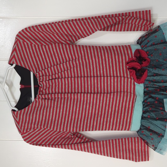 ❤️5/$25   EUC Isobella and Chloe Stripe Ruffle Dress - Picture 2 of 4